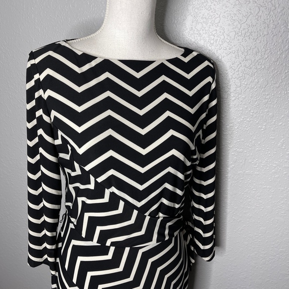Ralph Lauren Chevron Faux  Wrap Dress size 10 Blak and white Chevron pattern - Picture 6 of 10